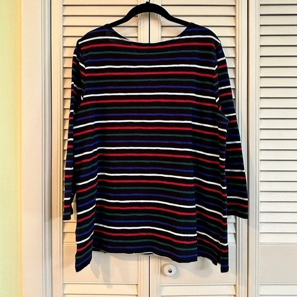 OLD NAVY, MULTICOLOR STRIPE TOP. ROUND NECK, LONG SLEEVE, SIDE SLITS. SIZE XL - Picture 4 of 6